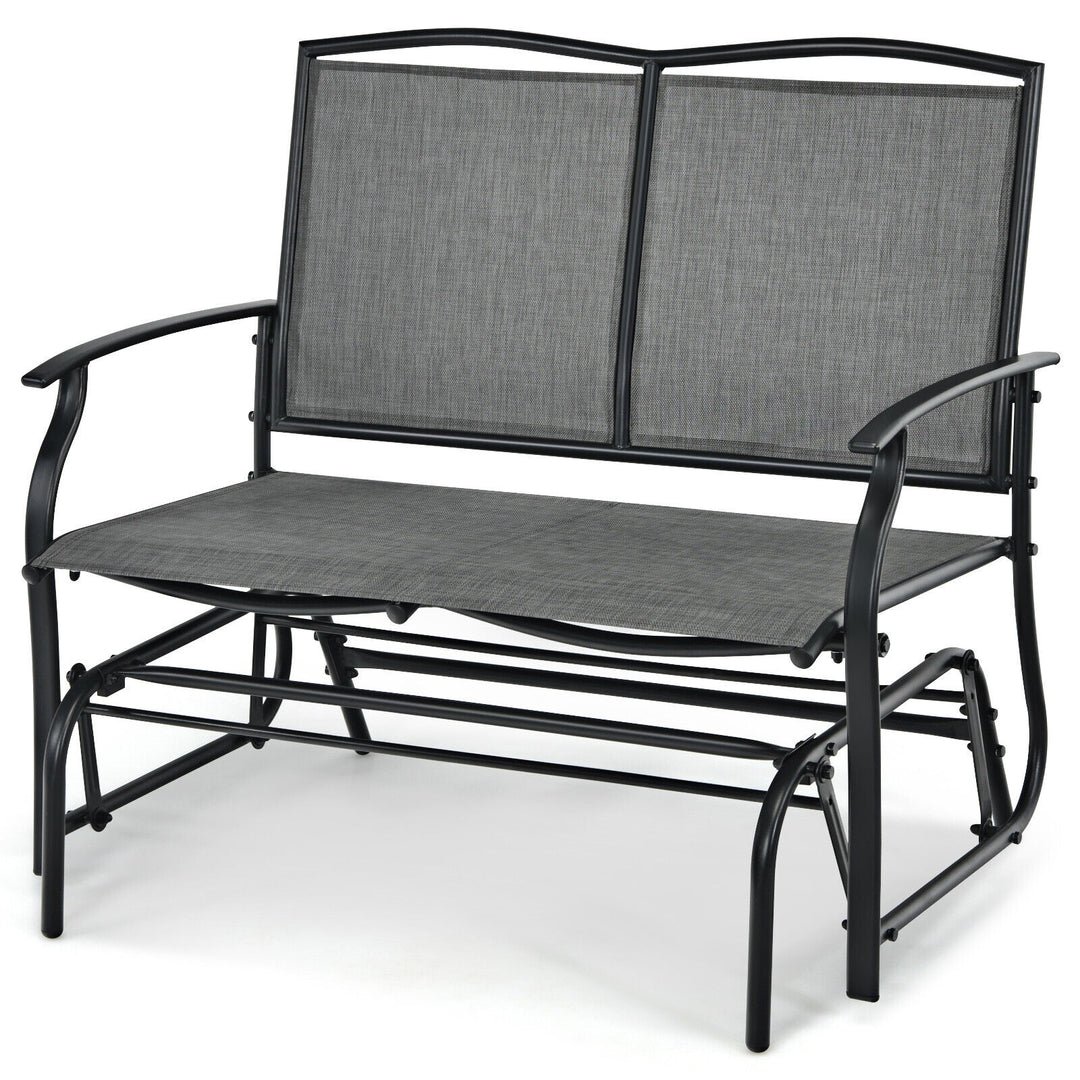 Swing Glider Bench with Heavy-Duty Steel Frame-Grey