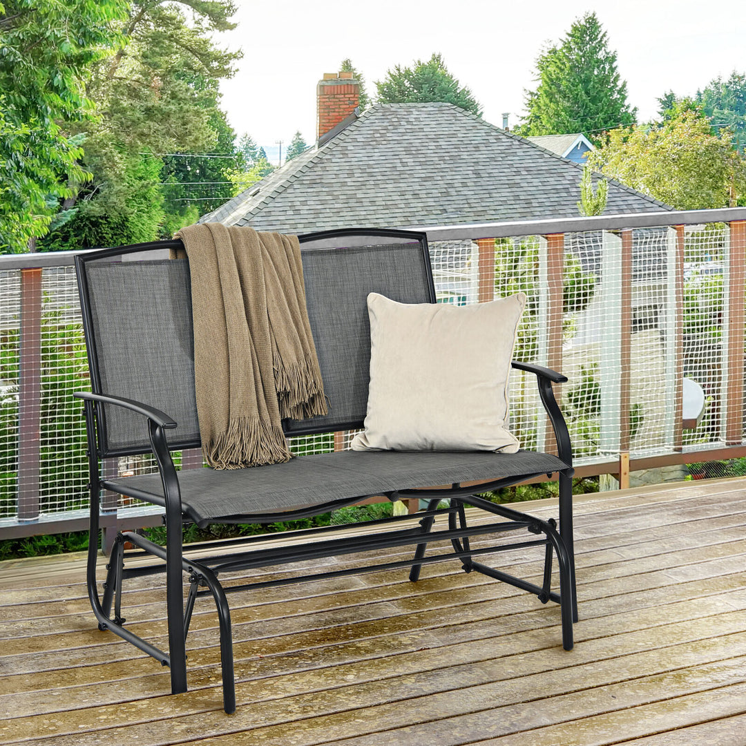 Swing Glider Bench with Heavy-Duty Steel Frame-Grey
