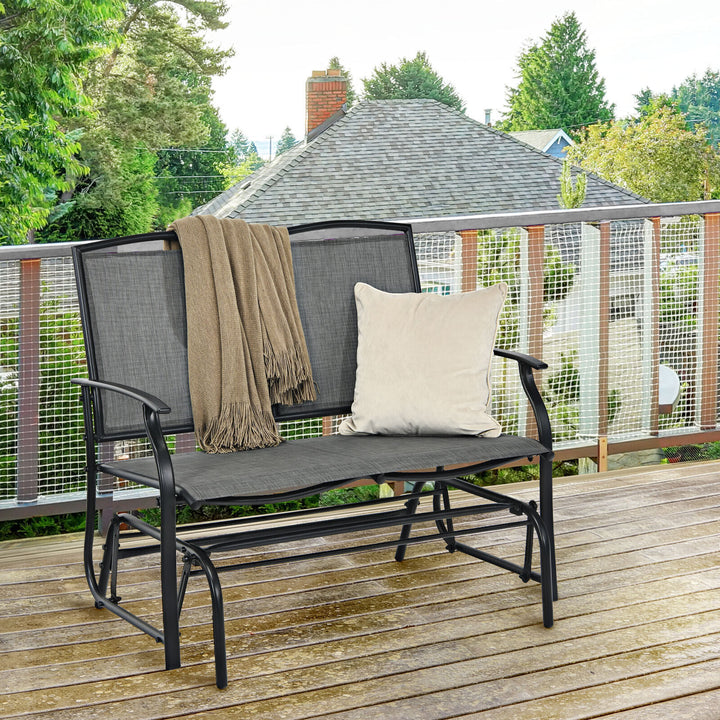 Swing Glider Bench with Heavy-Duty Steel Frame-Grey
