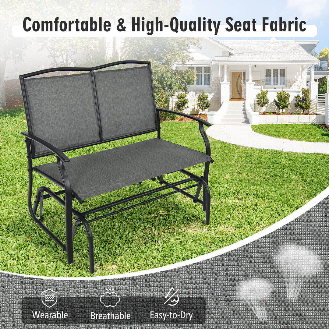 Swing Glider Bench with Heavy-Duty Steel Frame-Grey
