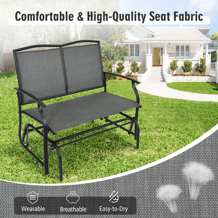 Swing Glider Bench with Heavy-Duty Steel Frame-Grey