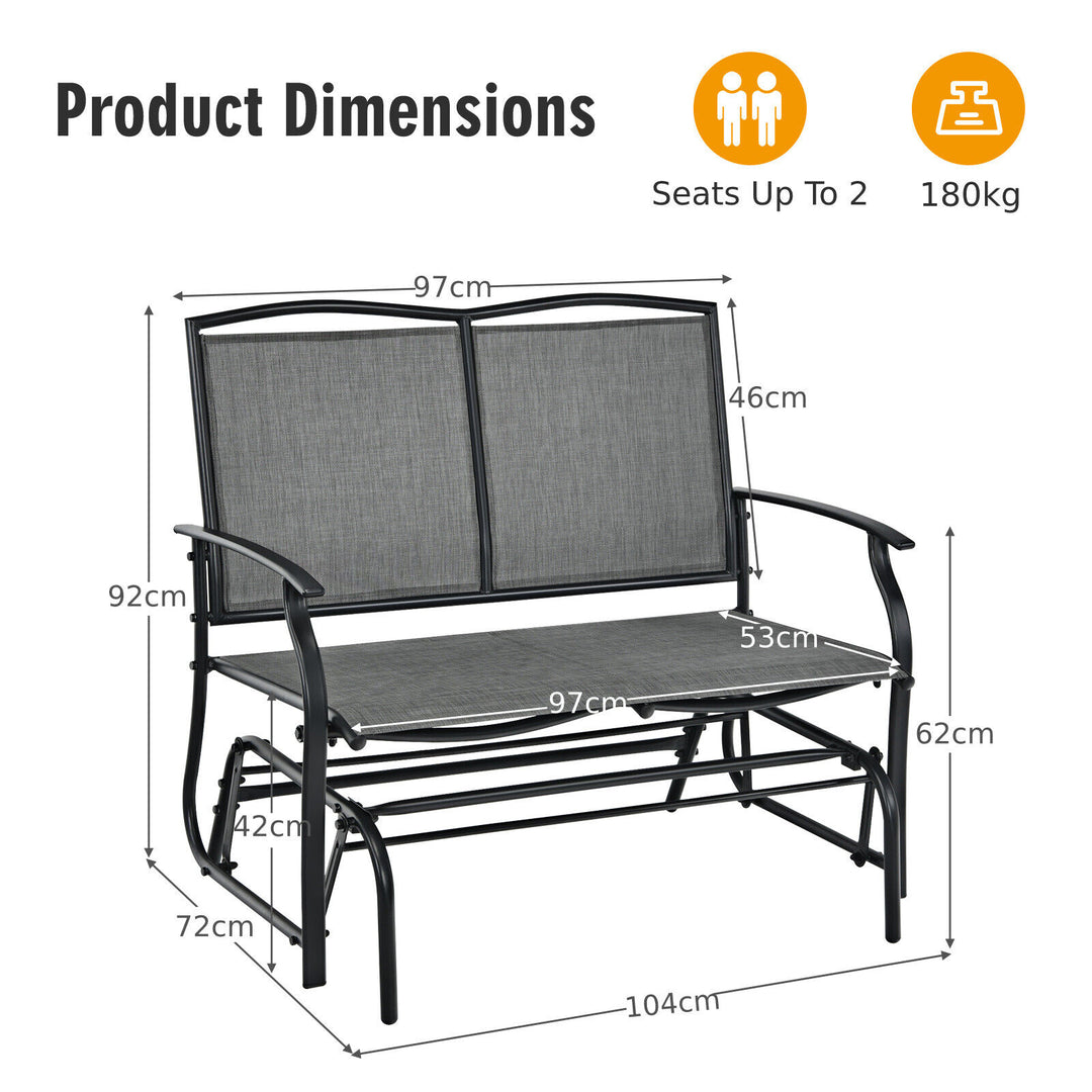 Swing Glider Bench with Heavy-Duty Steel Frame-Grey