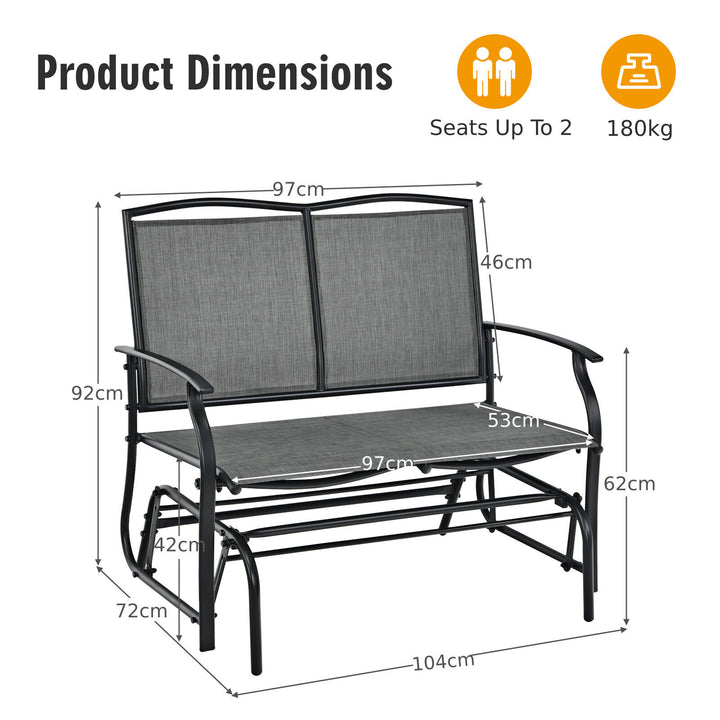Swing Glider Bench with Heavy-Duty Steel Frame-Grey