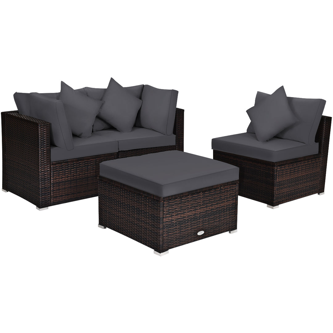 Outdoor Conversation Set with Removable Cushions-Grey