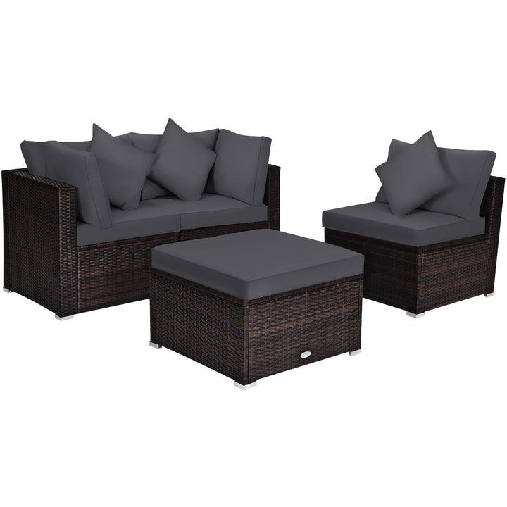 Outdoor Conversation Set with Removable Cushions-Grey
