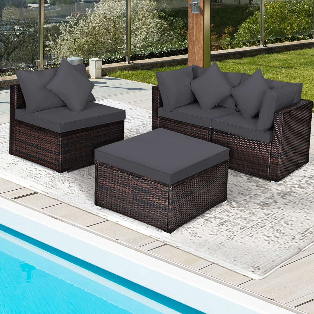 Outdoor Conversation Set with Removable Cushions-Grey