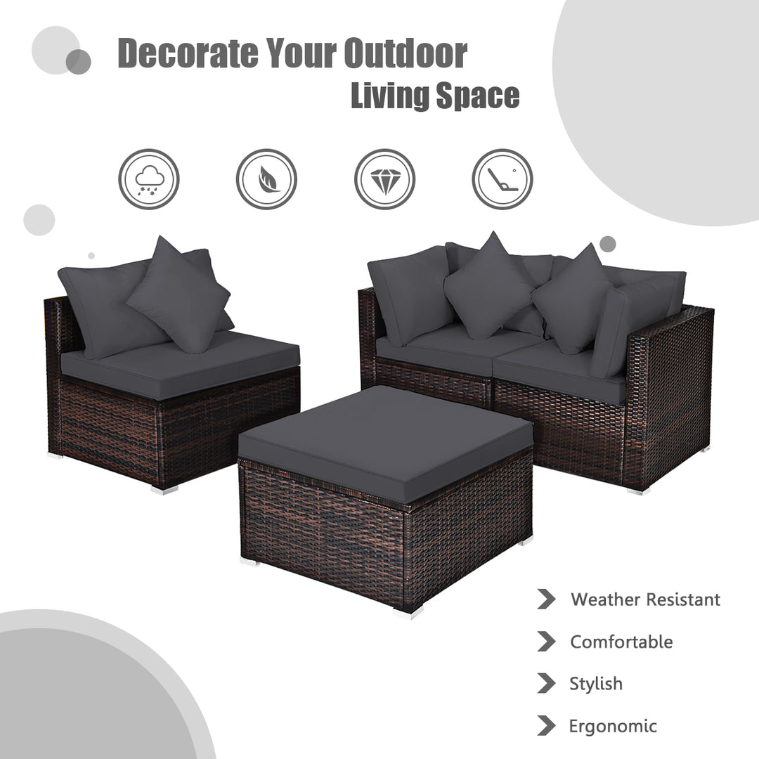 Outdoor Conversation Set with Removable Cushions-Grey