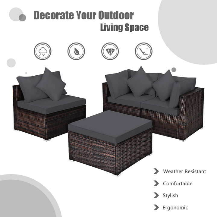 Outdoor Conversation Set with Removable Cushions-Grey