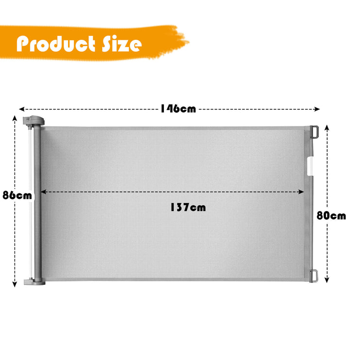 Retractable Safety Gate with Lock-Grey