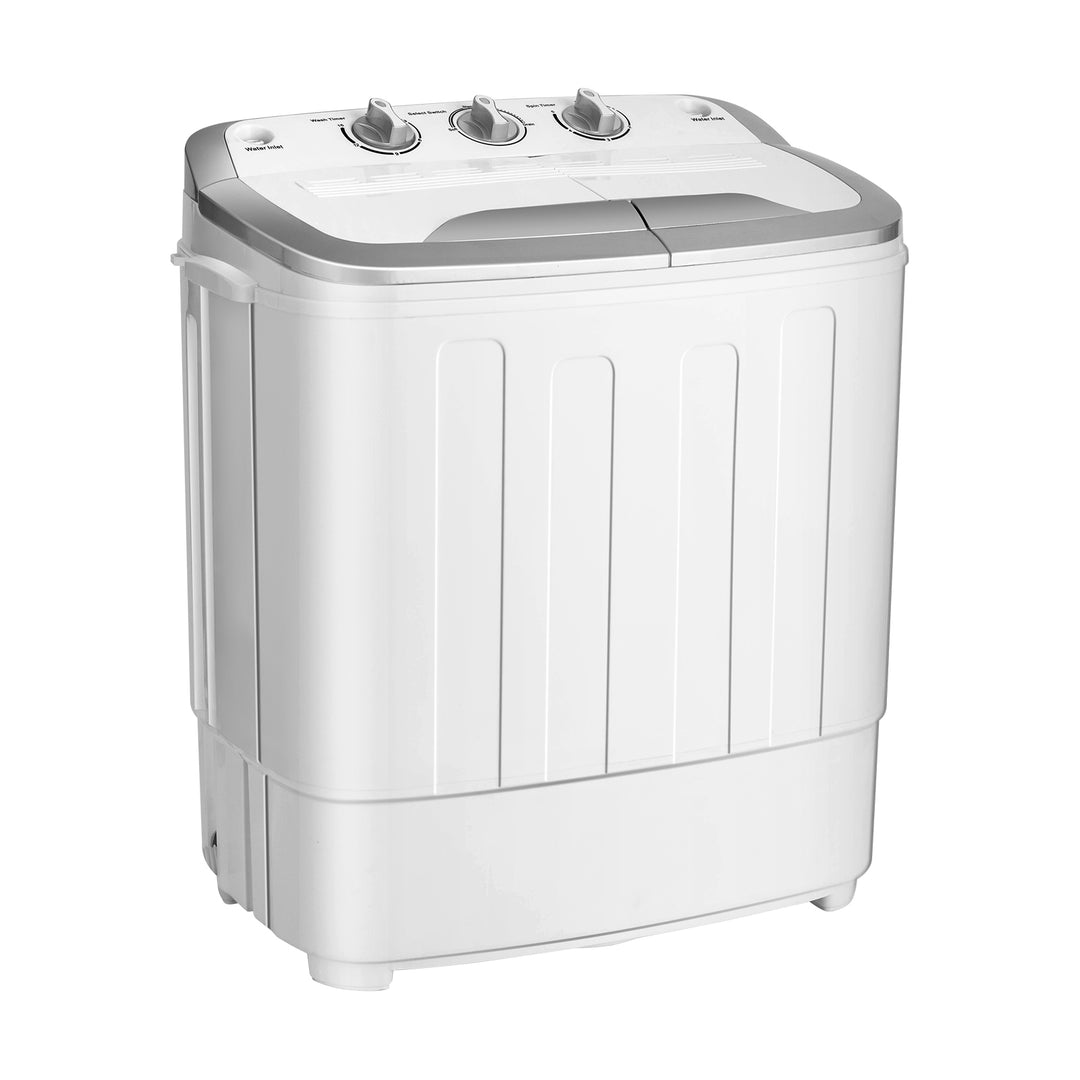 Semi-Automatic Twin Tub Wash Machine with Built-In Drain Pump-Grey