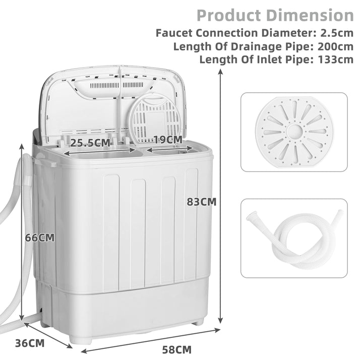 Semi-Automatic Twin Tub Wash Machine with Built-In Drain Pump-Grey