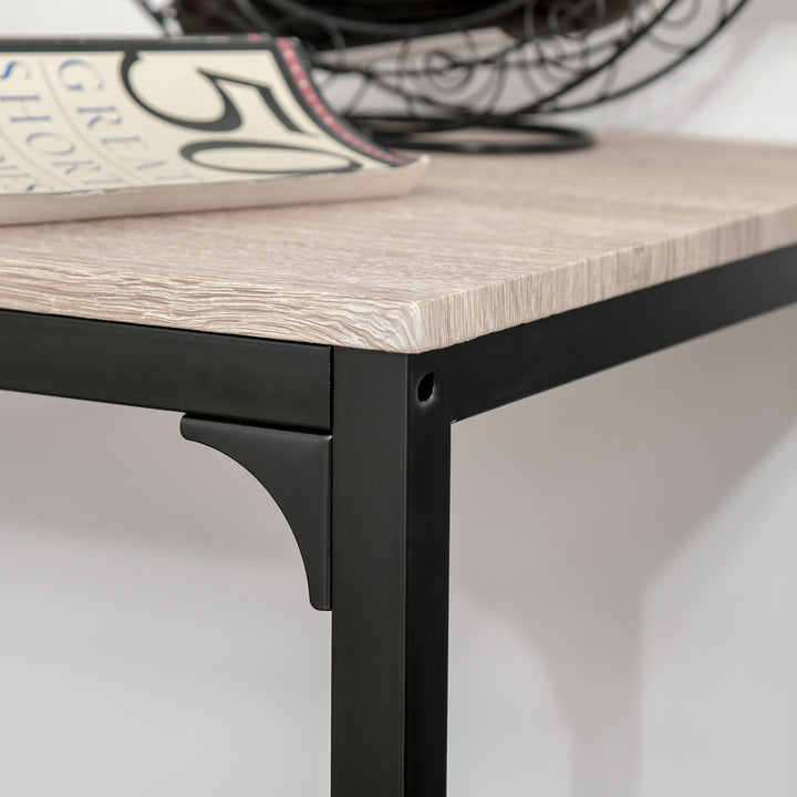 3 Pcs Table Stool Set Industrial Design w/ Metal Frame Oak Tone MDF Panels Minimal Compact Beautiful
