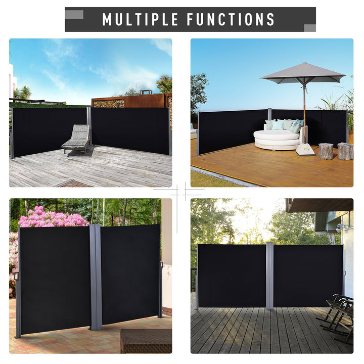 Steel Frame Retractable Double-Sided Awning Black