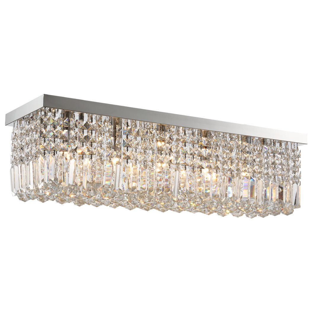 Modern Crystal Ceiling Light Square Crystal Chandelier for Living Room, Dining Room, Hall, E14 Base, Silver, 80 x 25 x 23cm