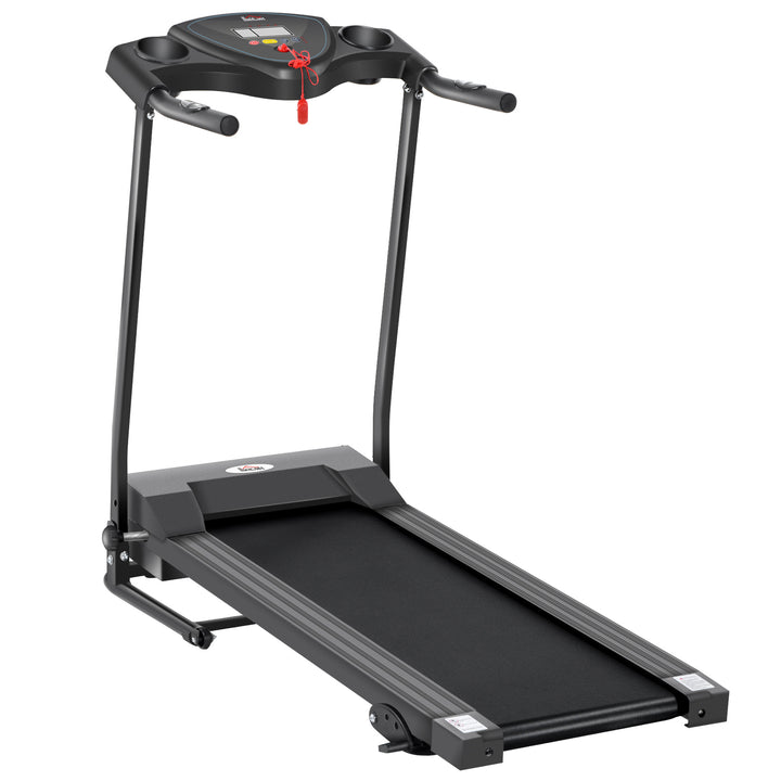Foldable Motorised Treadmill Indoor Electric Adjustable Running Machine 3 Preset Programs w/ LCD Display, Cup Holders, Black