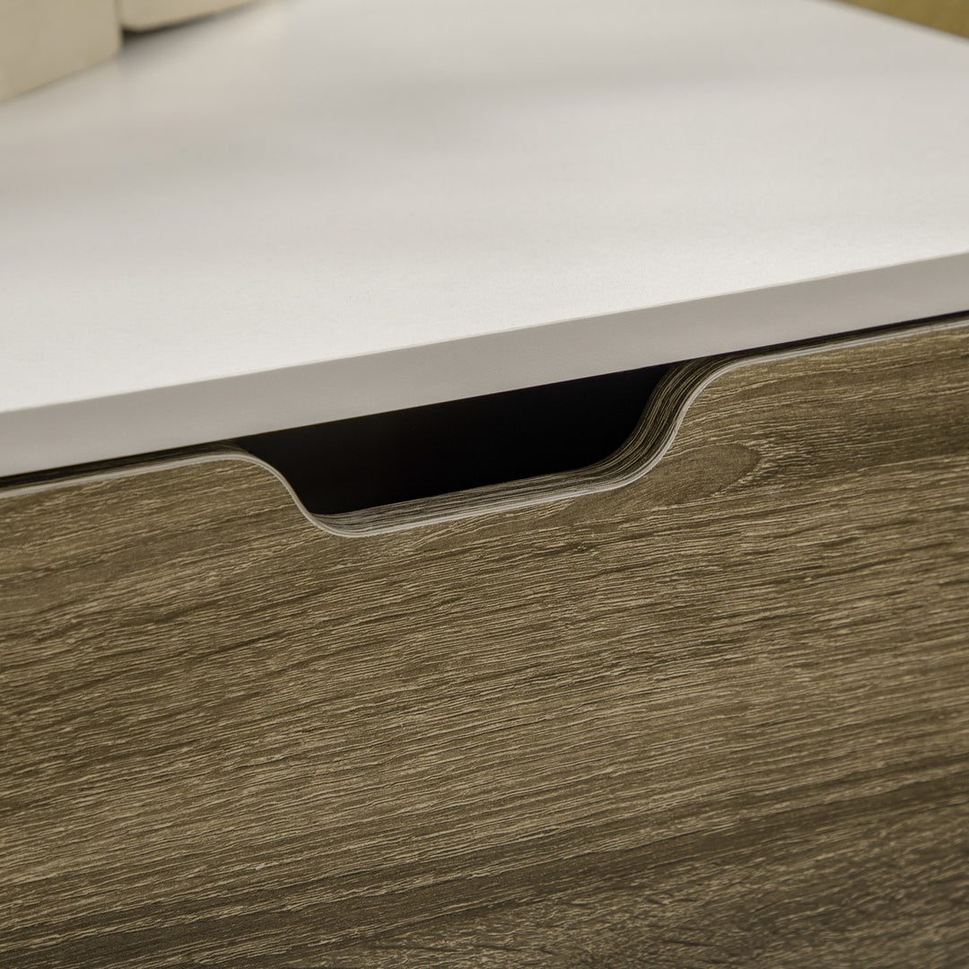 Coffee Table, Modern Tea Table with Tempered Glass Shelves, and Two Drawers, Coffee Tables for Living Room, Bed Room, White