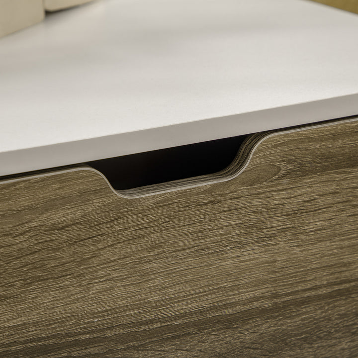 Coffee Table, Modern Tea Table with Tempered Glass Shelves, and Two Drawers, Coffee Tables for Living Room, Bed Room, White