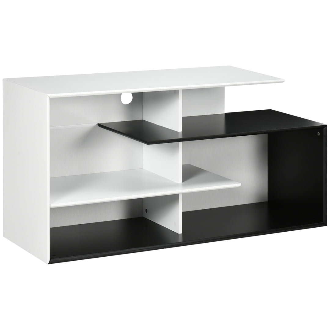 HOMCOM TV Unit Cabinet for TVs up to 32"-55", TV Stand with Storage Shelves for Living Room, Black