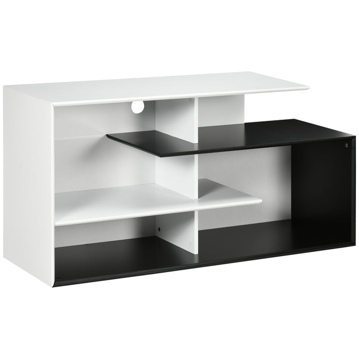 HOMCOM TV Unit Cabinet for TVs up to 32"-55", TV Stand with Storage Shelves for Living Room, Black