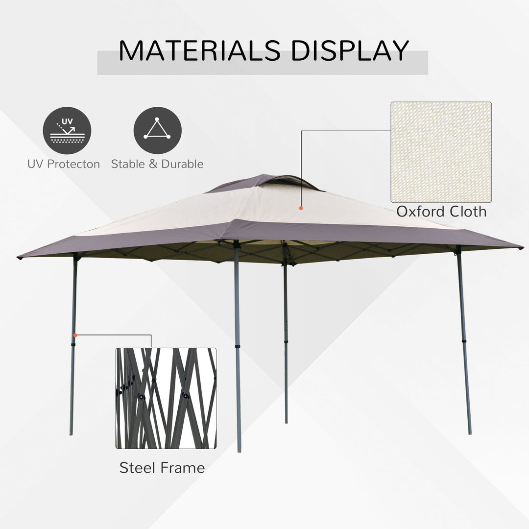 Outsunny 4 x 4m Pop-up Canopy Gazebo Tent with Roller Bag &amp; Adjustable Legs Outdoor Party, Steel Frame, Brown
