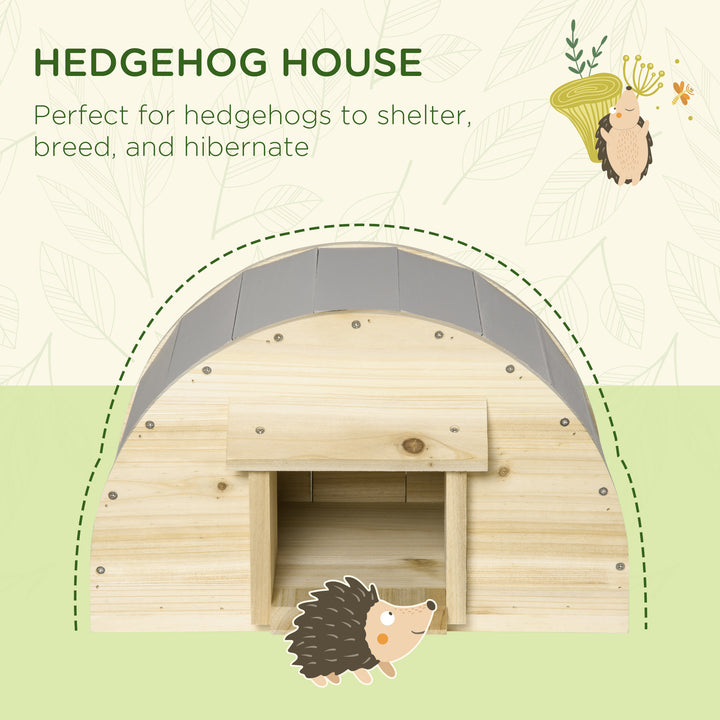 Wooden Hedgehog House Outdoor, Small Animal Shelter Hibernation Home, with 2 Doors, for Garden, 40 x 30.2 x 23.5 cm, Natural