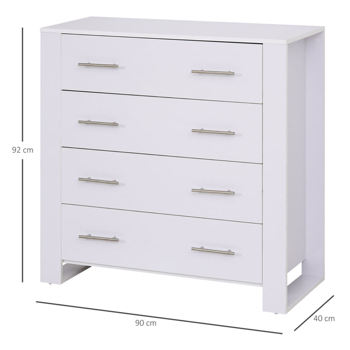 HOMCOM Particle Board 4-Drawer Bedroom Cabinet White