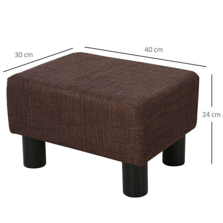 Linen Fabric Footstool Footrest Small Seat Foot Rest Chair Ottoman Light Home Office with Legs 40 x 30 x 24cm Brown