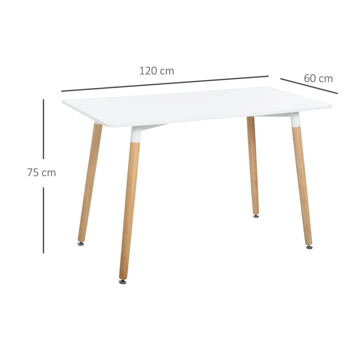 Scandinavian Style Dining Table w/ Wood Legs Adjustable Feet Elegant Home Office Dining Clean Stylish White