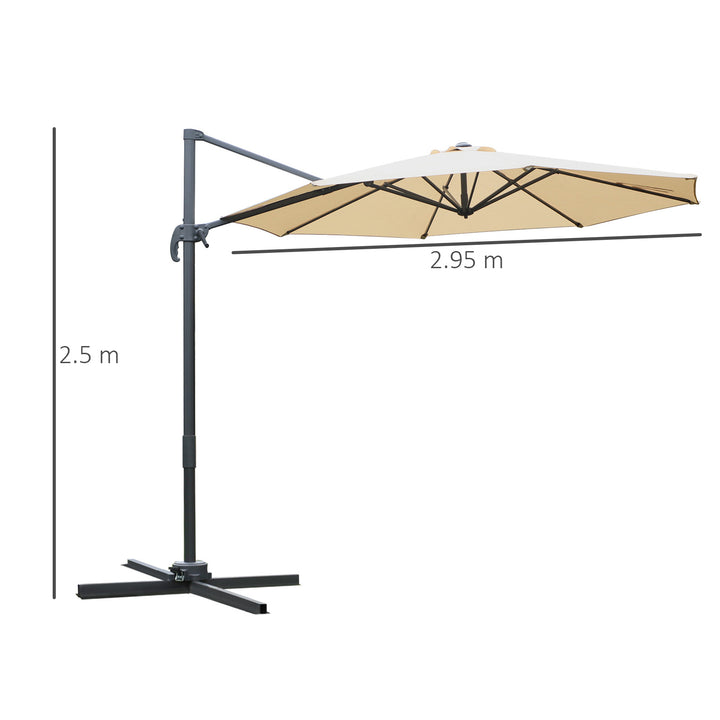 3(m) Patio Offset Parasol Roma Umbrella Cantilever Hanging Sun Shade Canopy Shelter 360¡ Rotation with Cross Base - Beige