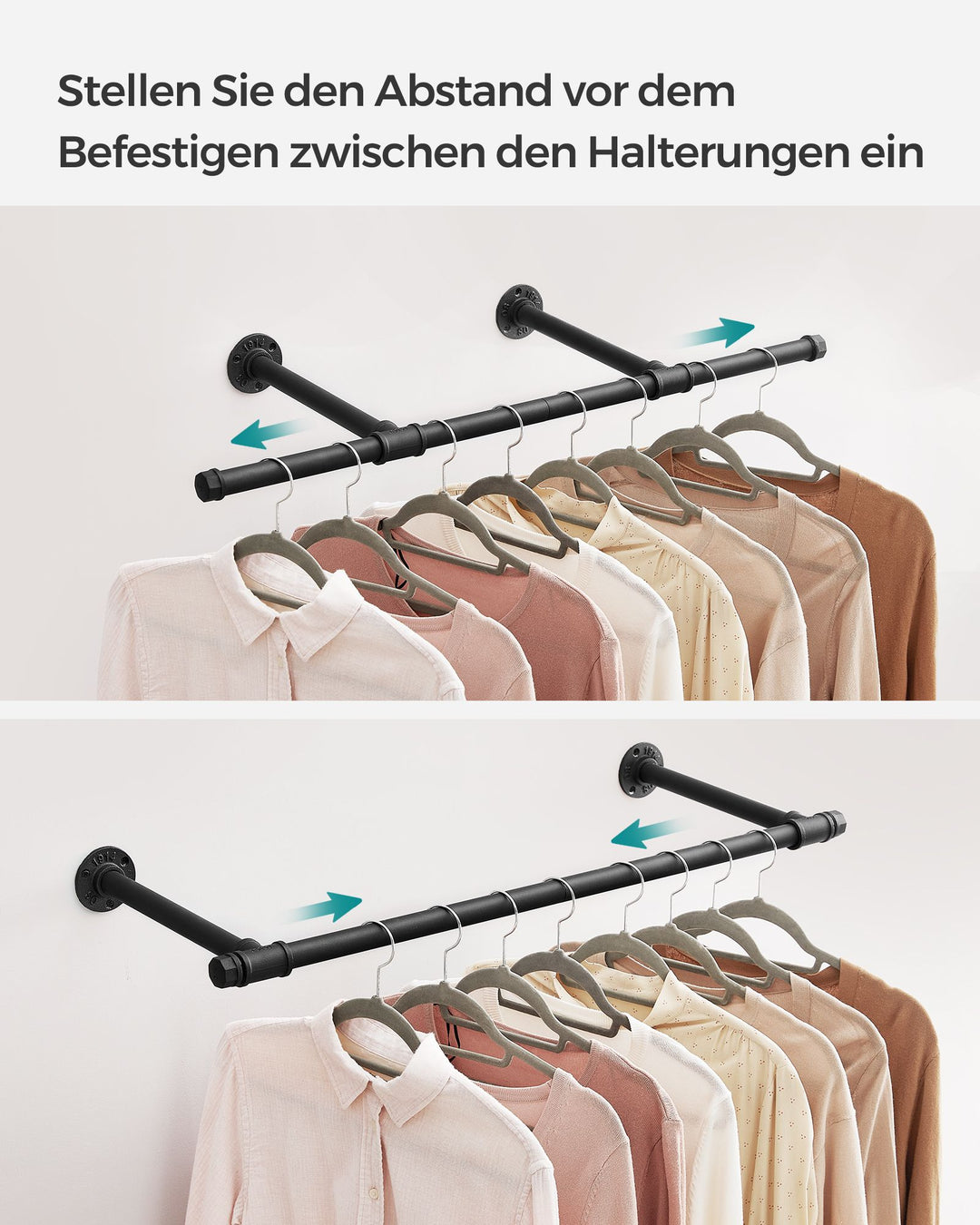 Wall-Mounted Clothes Rail 60 kg Load