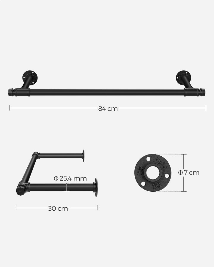 Set of 2 Wall-Mounted Clothes Rail 60 kg Load
