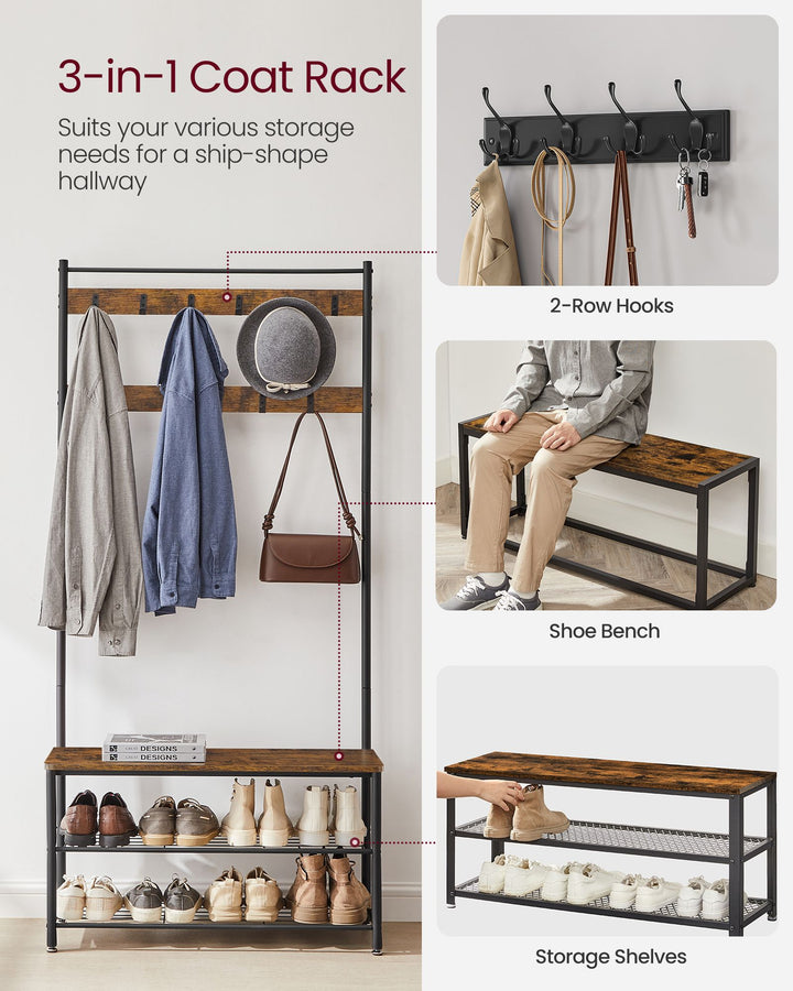 Coat Stand with Shoe Storage Bench