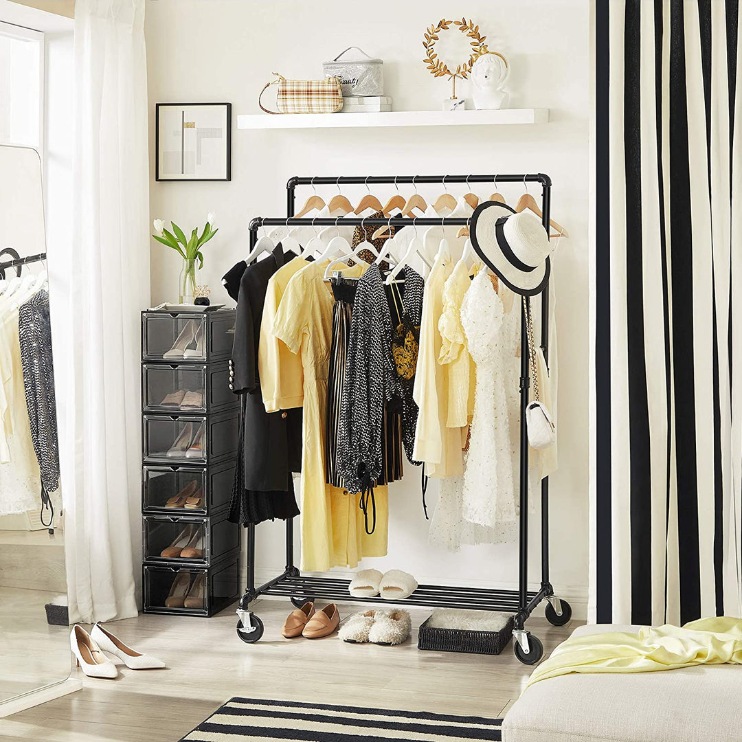 SONGMICS Industrial Pipe Clothes Rack on Wheels