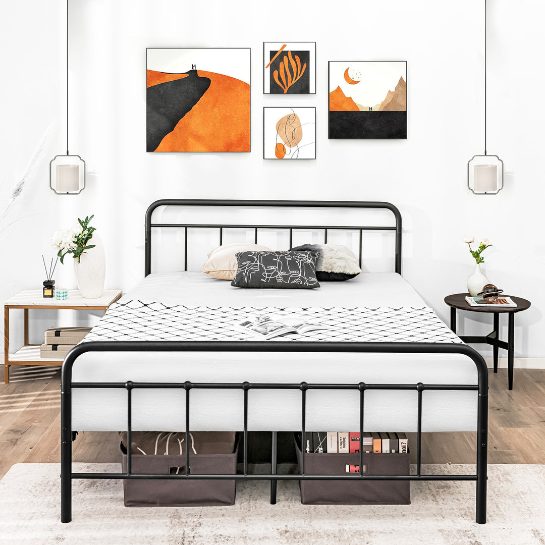 200cm x 139cm King Size Double Metal Bed Frame with Footboard and Underbed Storage Space