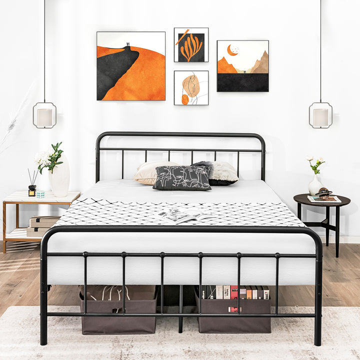 200cm x 139cm King Size Double Metal Bed Frame with Footboard and Underbed Storage Space