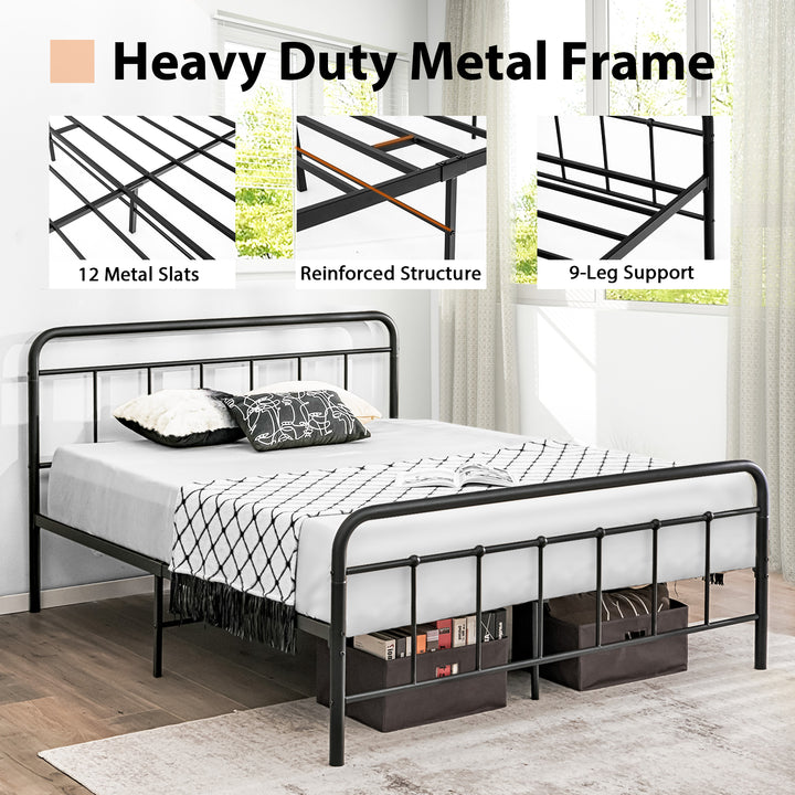 200cm x 139cm King Size Double Metal Bed Frame with Footboard and Underbed Storage Space
