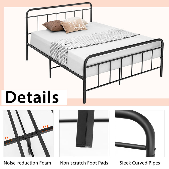 200cm x 139cm King Size Double Metal Bed Frame with Footboard and Underbed Storage Space