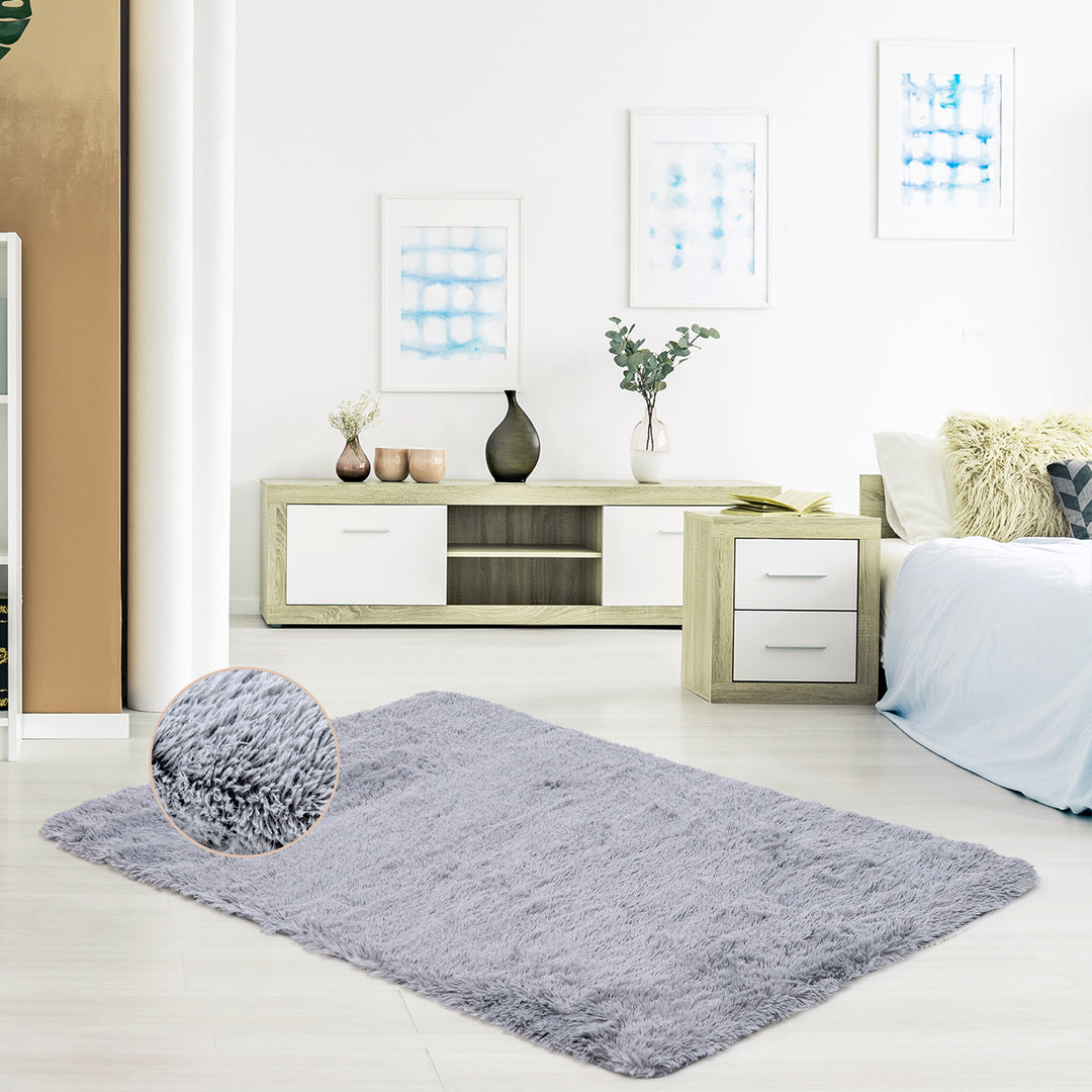 Modern Soft Shag Rug with Non-slip Grip Dots-Grey