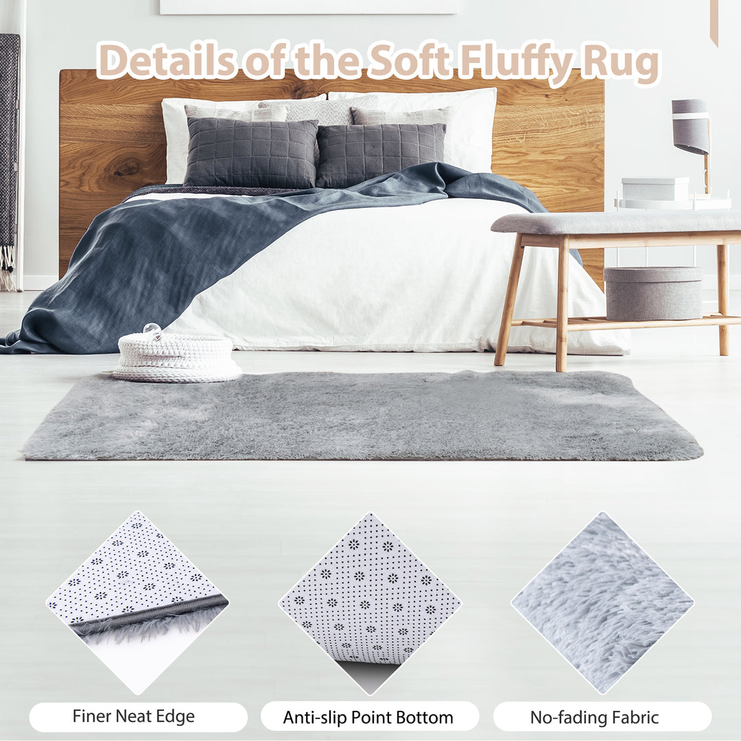 Modern Soft Shag Rug with Non-slip Grip Dots-Grey