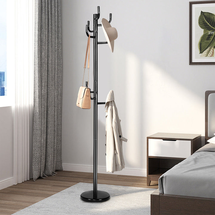 Modern Coat Stand Hanger with 8 Hooks for Home Office Entryway