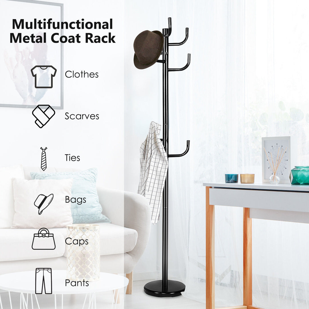 Modern Coat Stand Hanger with 8 Hooks for Home Office Entryway