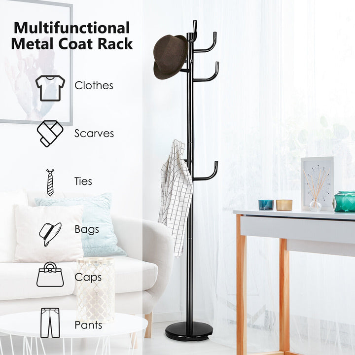 Modern Coat Stand Hanger with 8 Hooks for Home Office Entryway