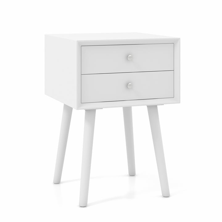 Nightstand with 2 Storage Drawers- White