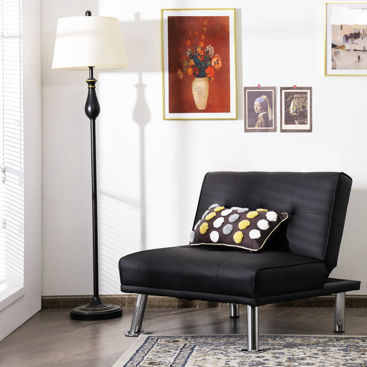 Single Sofa Chair with 3-Position Adjustable Backrest for Home Office-Black