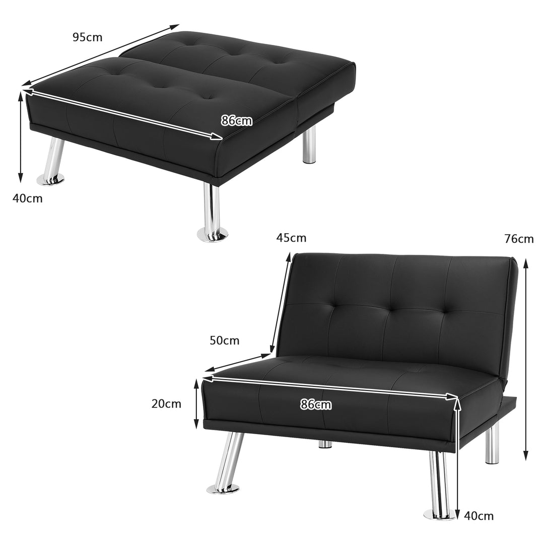 Single Sofa Chair with 3-Position Adjustable Backrest for Home Office-Black