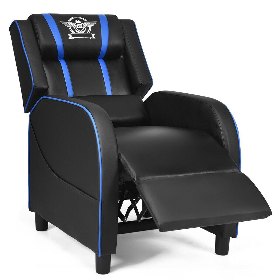 Adjustable Gaming Chair with Footrest Headrest and Lumbar Support-Blue