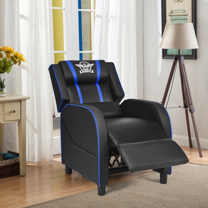 Adjustable Gaming Chair with Footrest Headrest and Lumbar Support-Blue