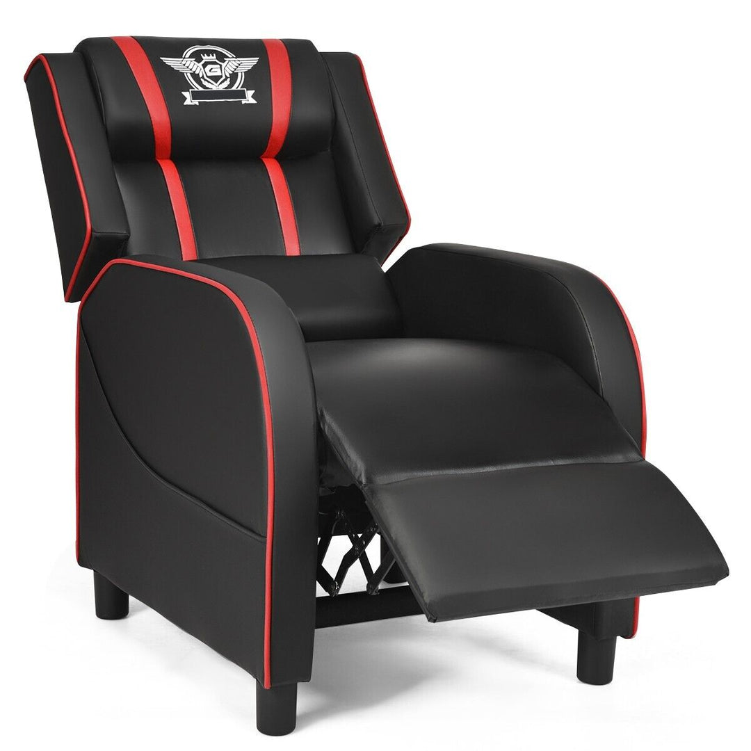 Adjustable Gaming Chair with Footrest Headrest and Lumbar Support-Red