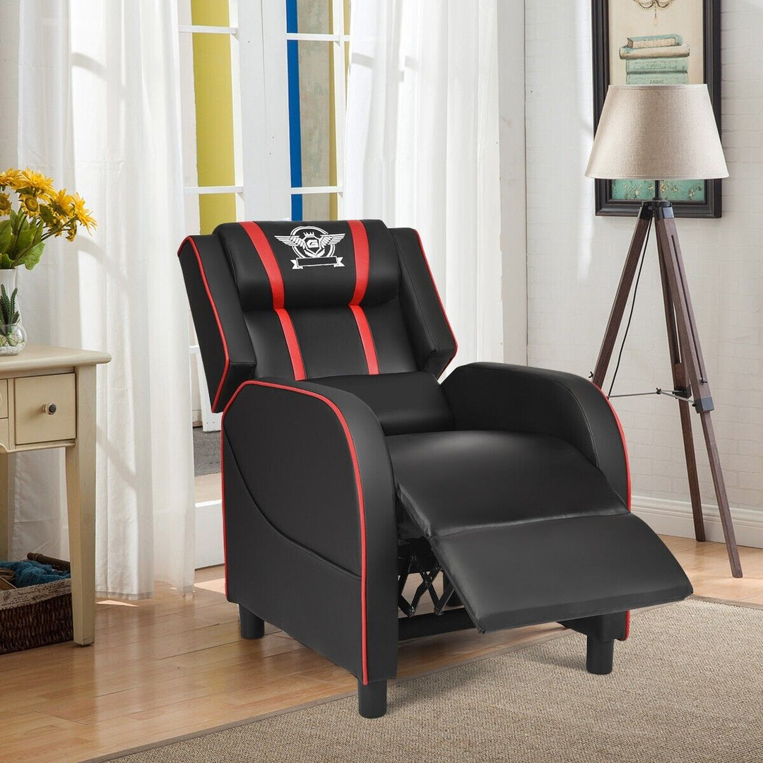 Adjustable Gaming Chair with Footrest Headrest and Lumbar Support-Red