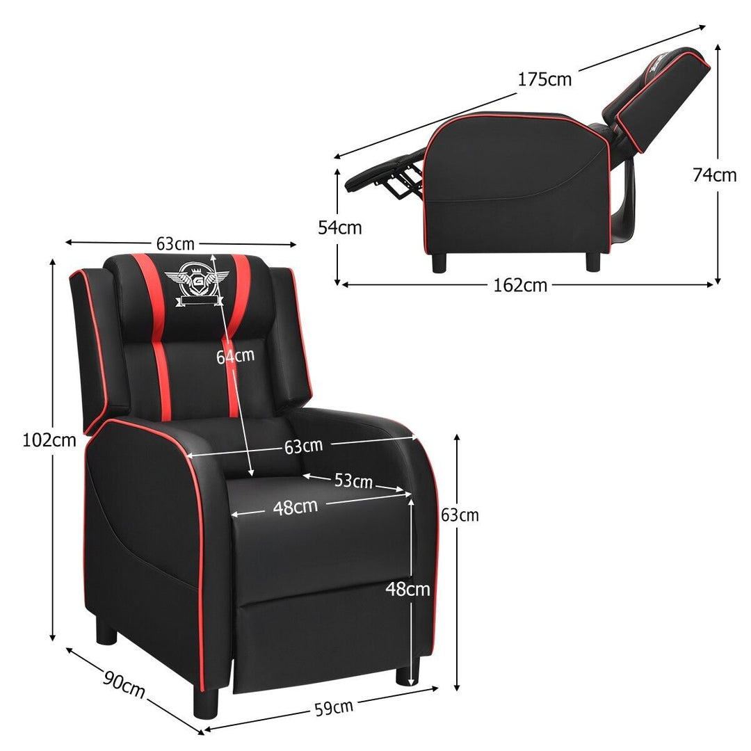 Adjustable Gaming Chair with Footrest Headrest and Lumbar Support-Red